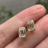 2.00 TCW Emerald Cut Lab Grown Diamond Stud Earring Eight With Bezel Set