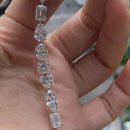 12.25 TCW Multi Stone Lab Grown Diamond Tennis Bracelet, Cocktail Diamond Modern Luxury Bracelet