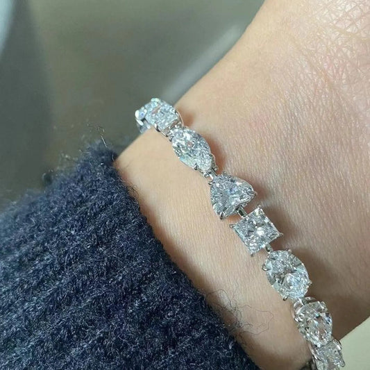 12.25 TCW Multi Stone Lab Grown Diamond Tennis Bracelet, Cocktail Diamond Modern Luxury Bracelet