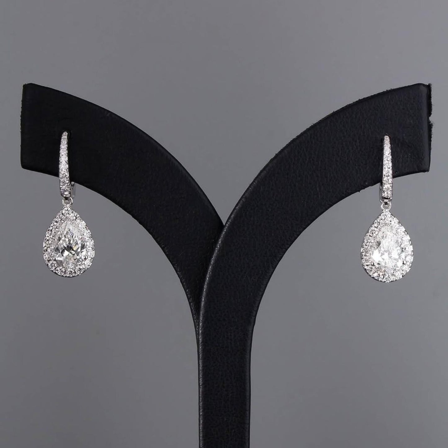 2.00 tcw pear cut lab grown diamond hoop drop earring halo set jewellery