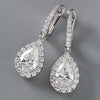 2.00 TCW Pear Cut Lab Grown Diamond Hoop Drop Earring Halo Set Jewellery