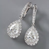 2.00 TCW Pear Cut Moissanite Diamond Hoop Drop Earring Halo Set Jewellery
