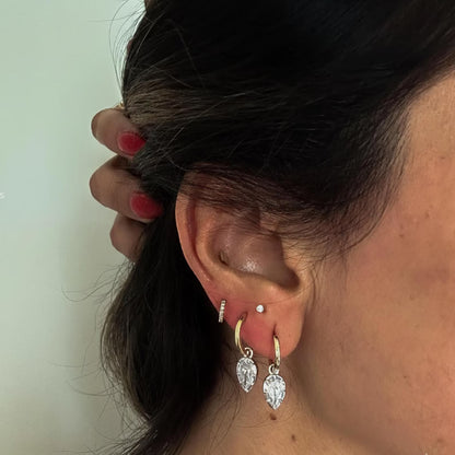 2.00 TCW Pear Lab Grown Diamond Hoop Drop Earrings Elegant Bridal Jewelry