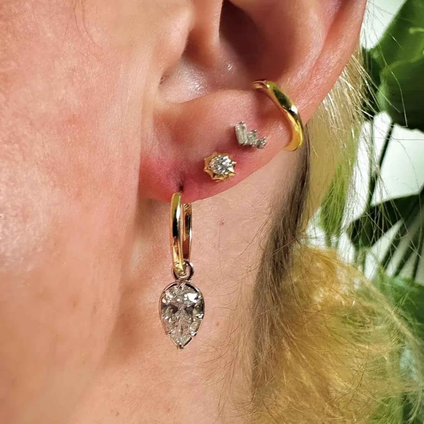 2.00 tcw pear lab grown diamond hoop drop earrings elegant bridal jewelry