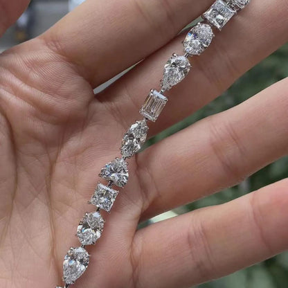 12.25 TCW Multi Stone Lab Grown Diamond Tennis Bracelet, Cocktail Diamond Modern Luxury Bracelet