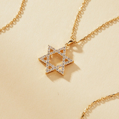 1.53 CT Solid Gold Star of David Necklace Lab Grown Diamond Pendant