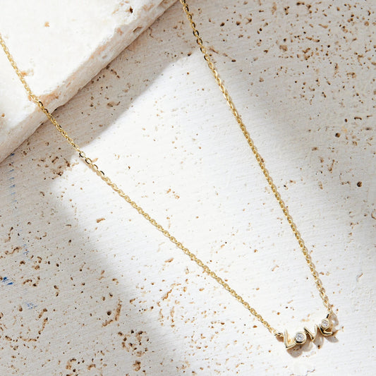 0.15 CT Gold Love Moissanite Diamond Necklace, Minimalist Dainty Pendant Chain Jewelry Gift for Her