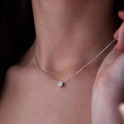0.50 CT Round Dainty Gold Lab Diamond Bezel Necklace Ethical Minimalist Jewelry