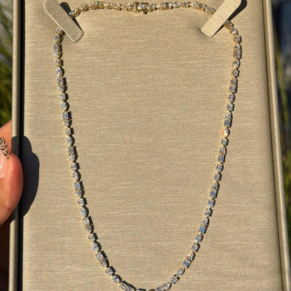 15.25 CT Luxury Moissanite Diamond Tennis Necklace Gold, Mixed Cut Statement Necklace, Bridal Jewelry, Anniversary Gift For Women