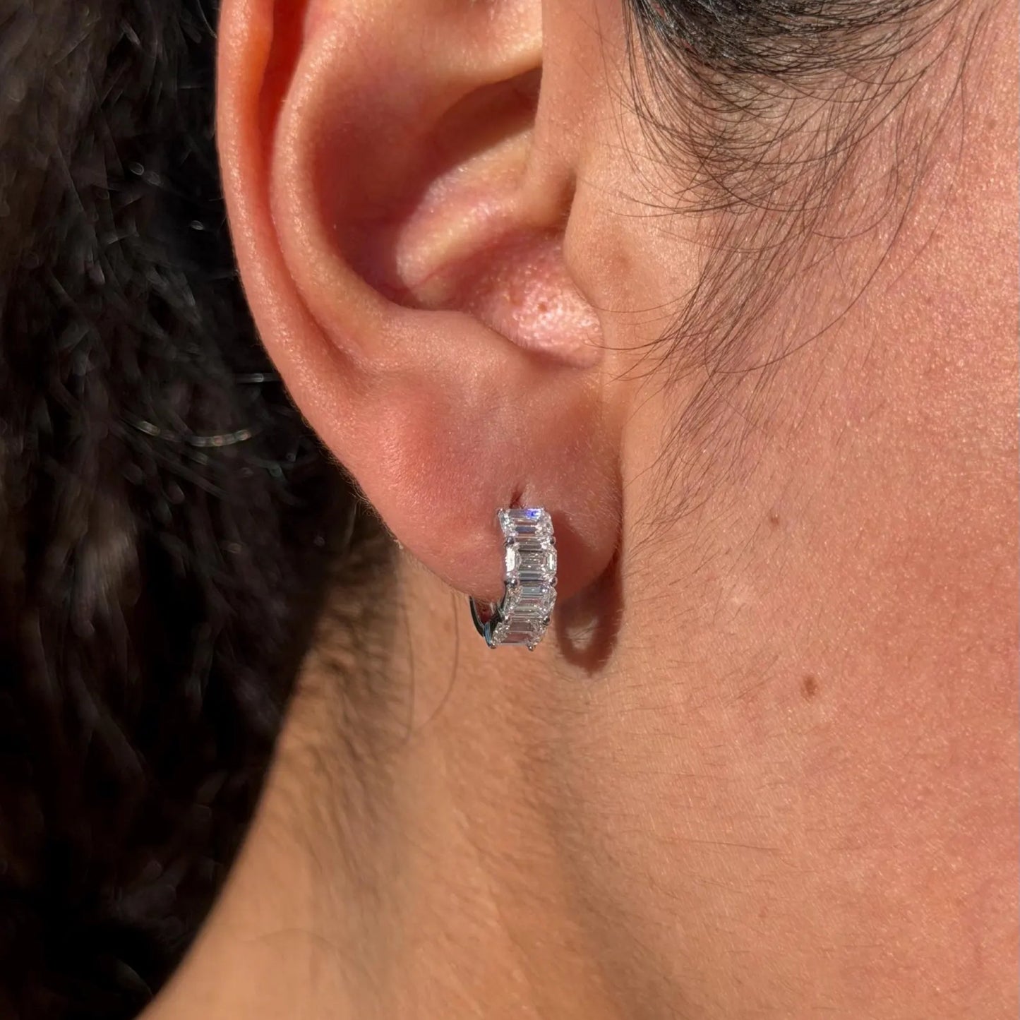 0.80 tcw emerald cut moissanite earring gift for her