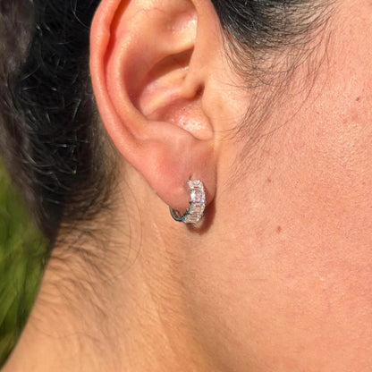 0.80 TCW Emerald Cut Moissanite Earring Gift For Her