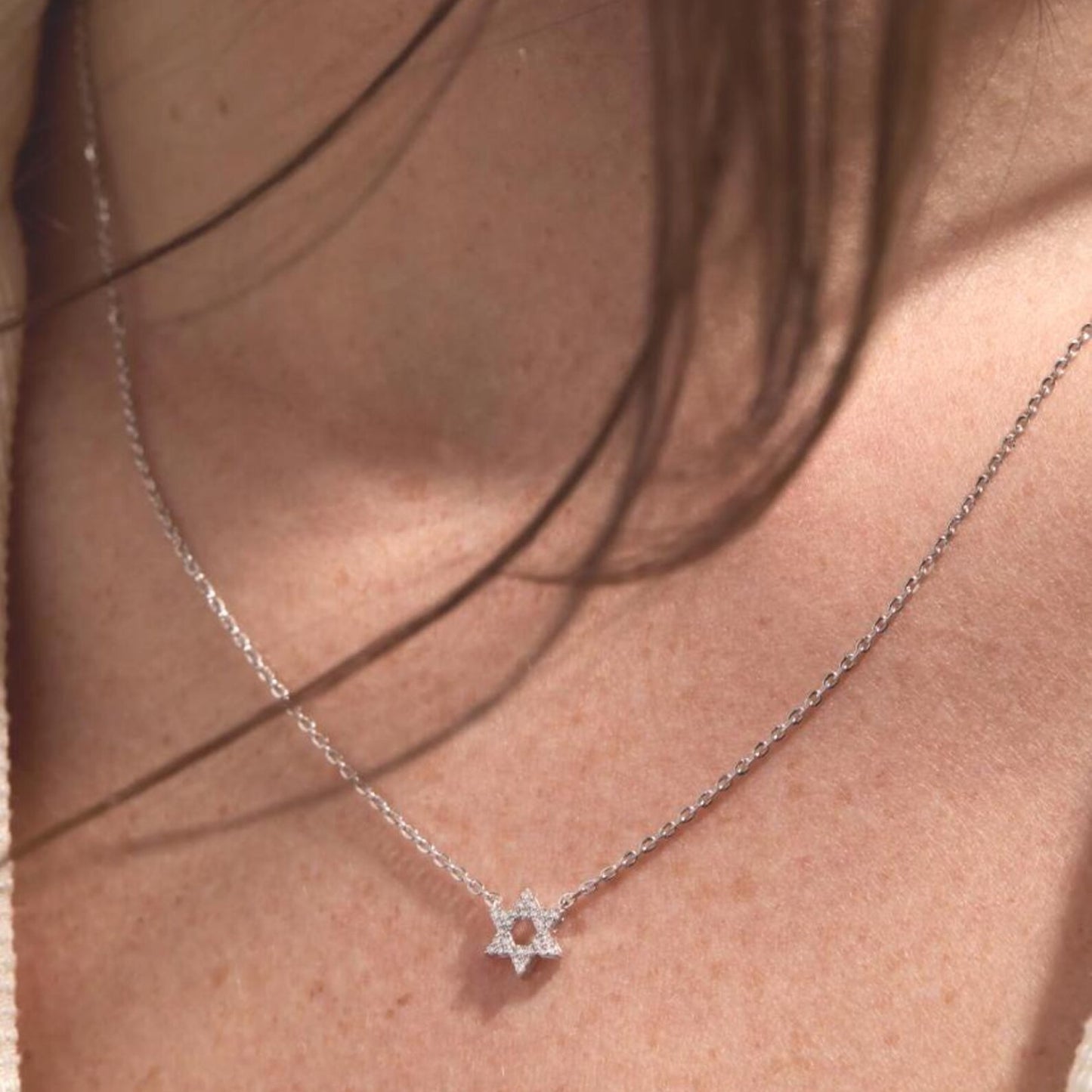 0.56 round cut gold star of david necklace lab grown diamond pendant