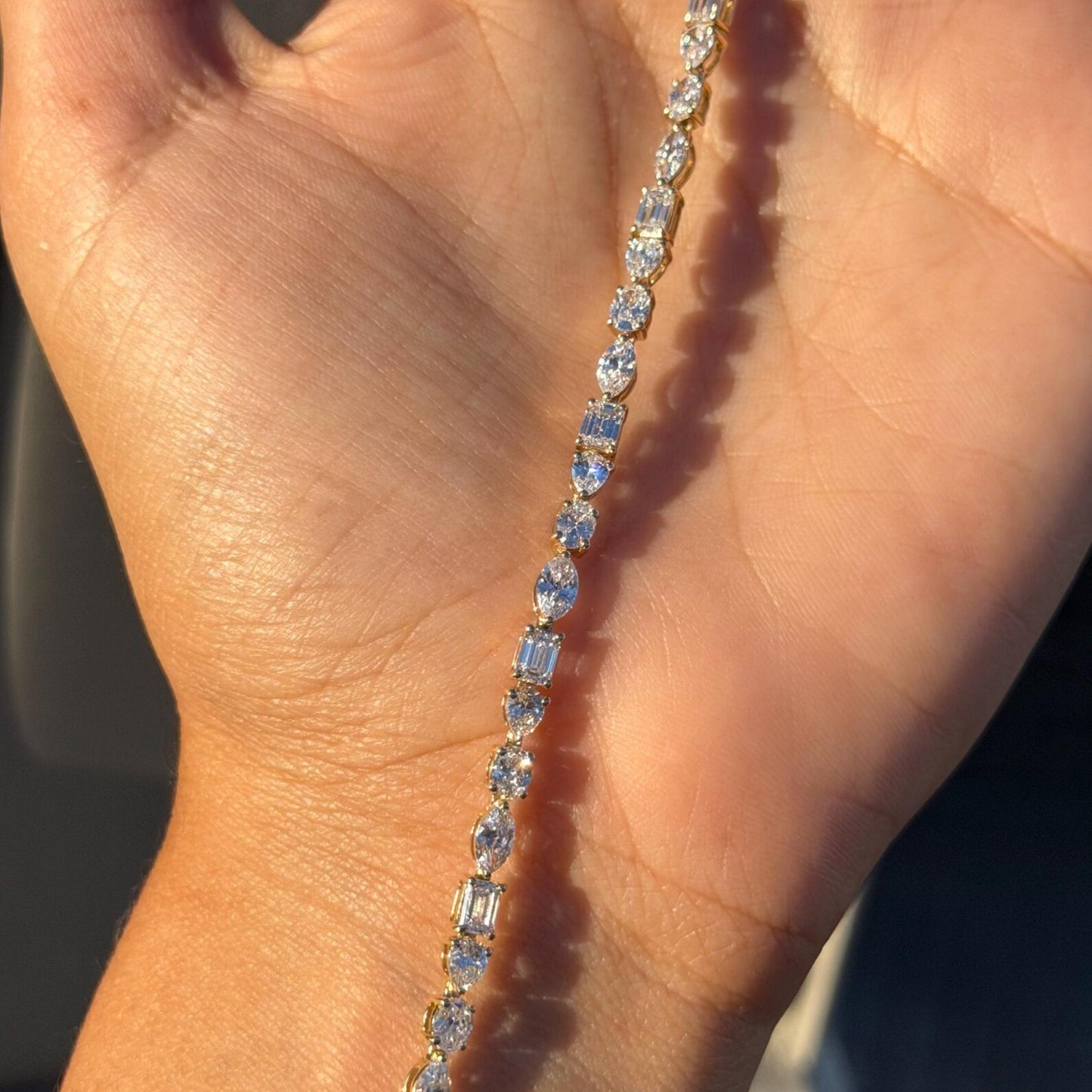 15.25 ct luxury moissanite diamond tennis necklace gold, mixed cut statement necklace, bridal jewelry, anniversary gift for women
