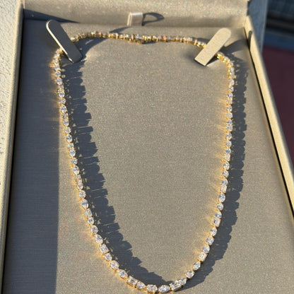 15.25 CT Luxury Moissanite Diamond Tennis Necklace Gold, Mixed Cut Statement Necklace, Bridal Jewelry, Anniversary Gift For Women