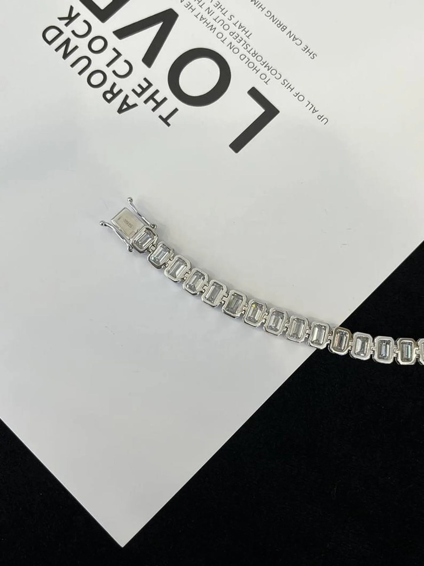 16.40 tcw emerald cut moissanite diamond tennis bracelet, with bezel set gold diamond jewellery