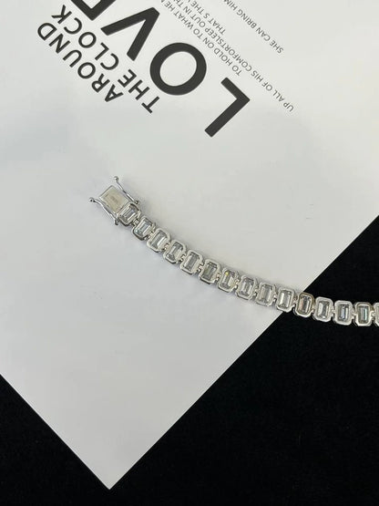 16.40 TCW Emerald Cut Moissanite Diamond Tennis Bracelet, With Bezel Set Gold Diamond Jewellery