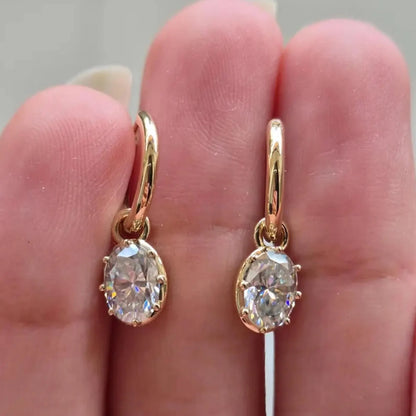 2.00 TCW Oval Cut Moissanite Diamond Hoop Earring Eight Prong Unique Jewellery