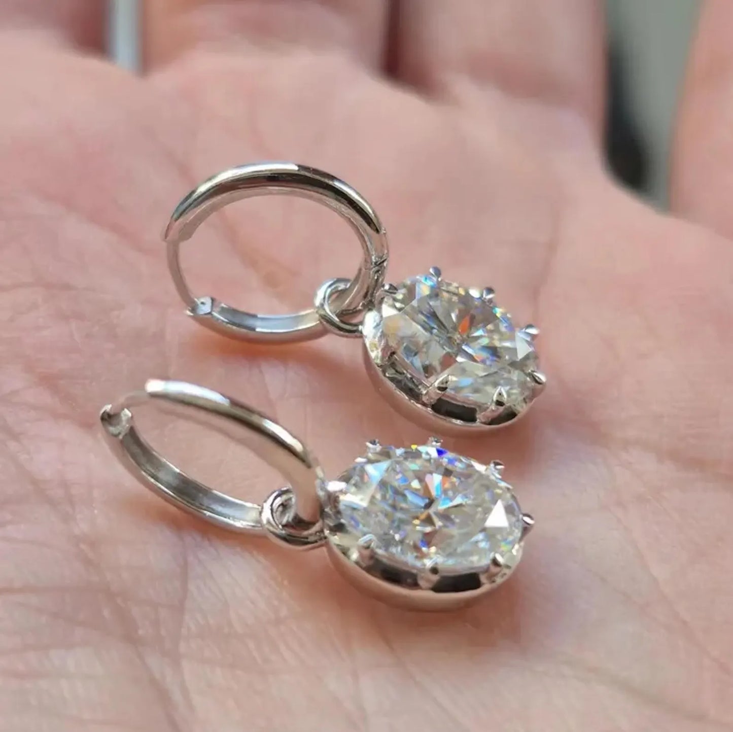 2.00 tcw oval cut moissanite diamond hoop earring eight prong unique jewellery