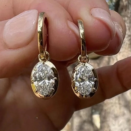 2.00 TCW Oval Cut Lab Grown Diamond Hoop Earring Eight Prong Unique Jewellery
