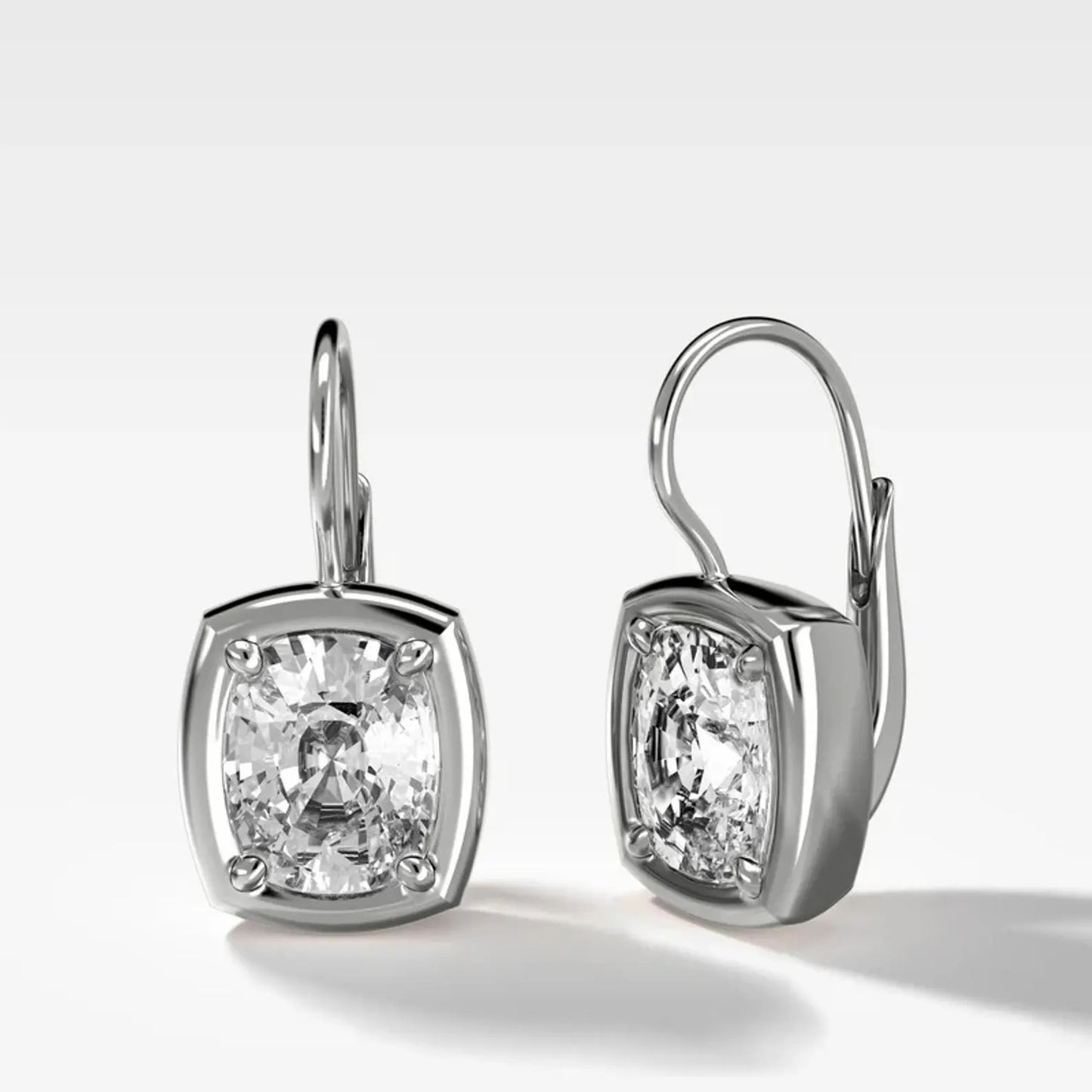 3.00 tcw elongated cushion cut moissanite diamond leverback drop earrings elegant gift
