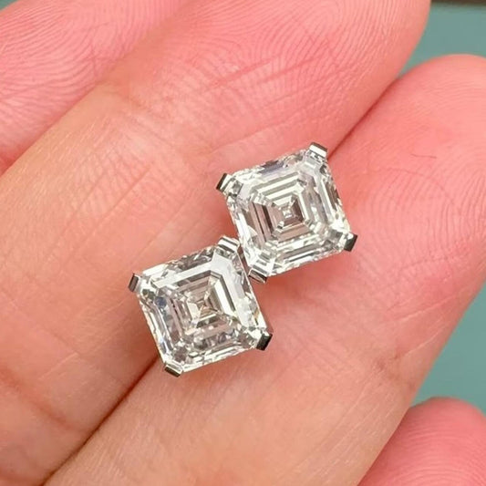 2.00 TCW Asscher Cut Moissanite Diamond Stud Earring Dailywear Gift