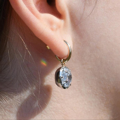 3.00 TCW Old Mine Cushion Cut Lab Grown Diamond Hoop Drop Earring Bezel and Prong Dailywear Jewellery