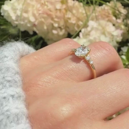 Elegant Oval Cut Diamond Engagement Ring Moissanite Minimalist Bridal Ring