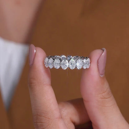 3.60 TCW Elegant Oval Cut Moissanite Diamond Eternity Band in White Gold Luxury Wedding Ring