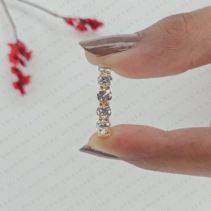 1.56 TCW Round Cut Lab Grown Diamond  Half Eternity Band Classic Sparkling Multi-Stone Stackable Anniversary Band for Women