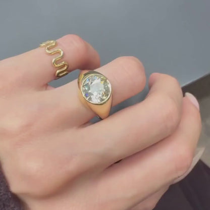 Round Bezel Set Engagement Ring Gold Moissanite Solitaire Wedding Ring