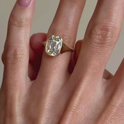 Bezel Set Old Mine  Elongated Cushion Lab Diamond Ring Lab Engagement Rings Wedding Ring  Antique Diamond Ring