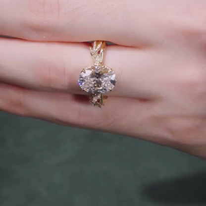 Oval Moissanite Engagement Ring Snake Vintage Inspired Unique Gold Wedding Ring