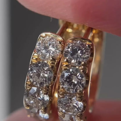 1.50 TCW Round Cut Lab Grown Diamond Huggie Hoop Earrings in Gold Minimalist Everyday Luxury Hoop Earrings for Women