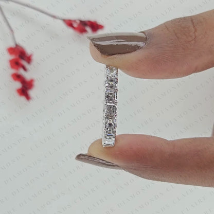 3.15 TCW Asscher Cut Moissanite Diamond Eternity Band, Full Eternity Wedding Ring, White Gold Anniversary Band, Elegant Diamond Ring