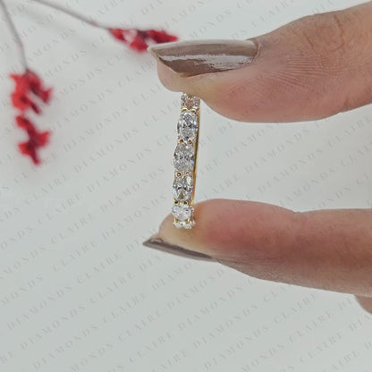1.88 TCW Oval Cut Lab Grown Diamond Band Eternity Wedding Elegant Stackable Hiddend Halo Round Bridal Band