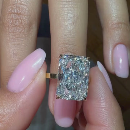 Radiant Cut Moissanite Engagement Ring Gold Solitaire Wedding Ring