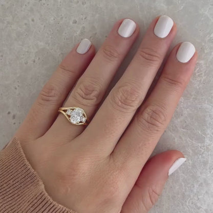 Thee Stone Oval Cut Lab Grown Engagement Ring Gold Wedding Ring For Women Past Present Future Ring Anniversary Ring Promise Ring