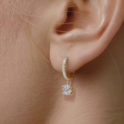1.20 TCW Round Cut Lab-Grown Diamond Huggie Drop Earring