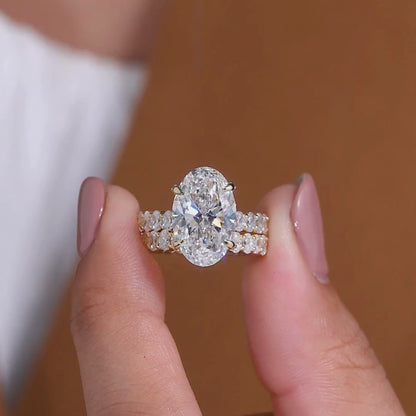 Timeless Oval Lab Grown Diamond Ring with Sparkling Double Halo Band and Romantic Luxury Design