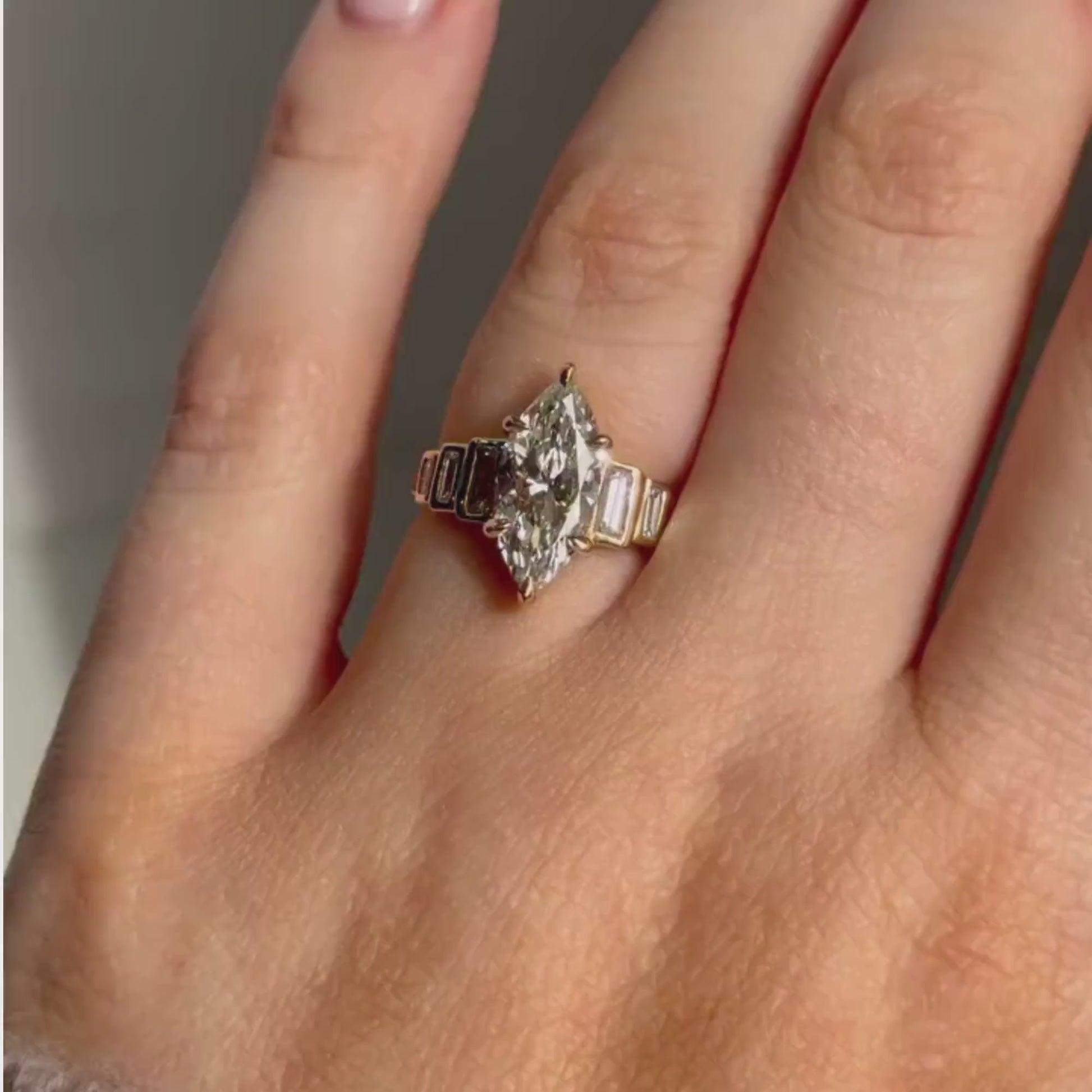 Gold diamond ring close-up luxury view