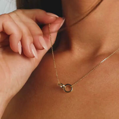 0.20 TCW Round Cut Gold Interlocking Circle Necklace Lab-Grown Diamond Accent