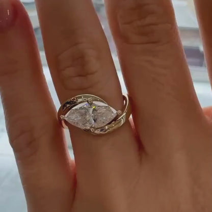 East West Marquise Cut Moissanite Engagement Ring Solid Gold Solitaire Ring Wedding Ring Anniversary Rings For Women Promise Ring