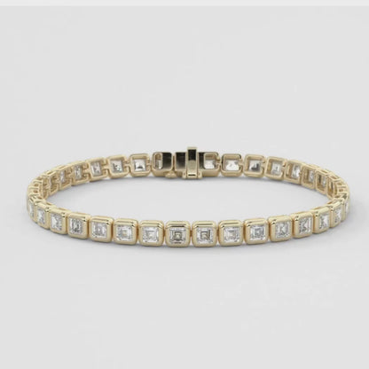 Diamond Tennis Bracelet with Geometric Lab Grown Diamond Bezel Settings Elegant Everyday Luxury Bracelet