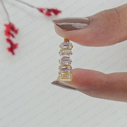 2.24 TCW Emerald Cut Lab Grown Diamond Half Eternity Wedding Band | Channel Set Emerald Cut Diamond | Modern Full Eternity Bridal Band | Elegant Anniversary Jewelry