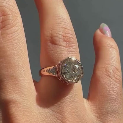 Bezel Set Round Moissanite Engagement Ring Orange Marquise Hidden Halo Wedding Ring Anniversary Rings For Women