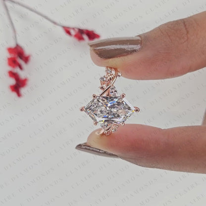 Dutch Marquise Moissanite Diamond Engagement Ring | Nature-Inspired Rose Gold Curved Vine Setting