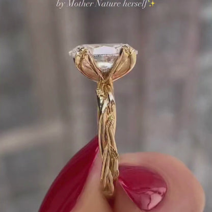 Oval Lab Diamond Engagement Ring Vintage Gold Lab Grown Wedding Ring Anniversary Ring