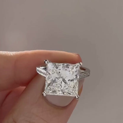 Cathedral Set  Princess Cut Lab grown Engagement Ring White Gold Wedding Ring Anniversary Rings For Women Handmade Promise Ring