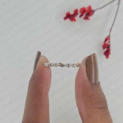 0.96 TCW Stackable Marquise and Round Brilliant Diamond Moissanite Eternity Band for Everyday Luxury