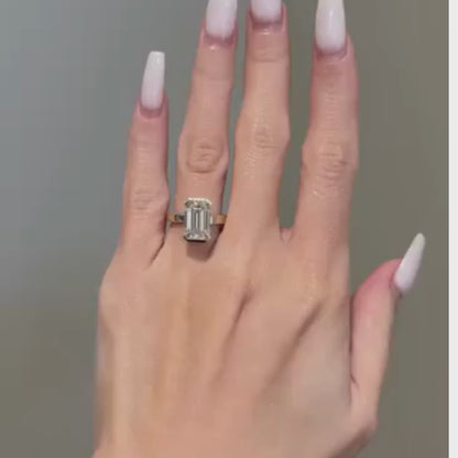 Half Bezel Set Emerald Cut Moissanite Engagement Rings Wedding Rings For Women Anniversary Ring Solitaire Promise Ring